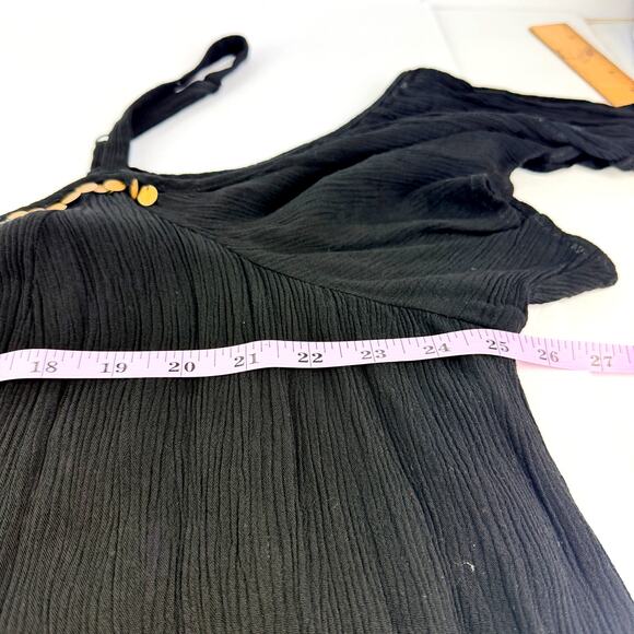 EUC TORRID 4XL Mini Gauze Black Cold Shoulder Trapeze Gold Accent Mini Dress - Picture 14 of 15